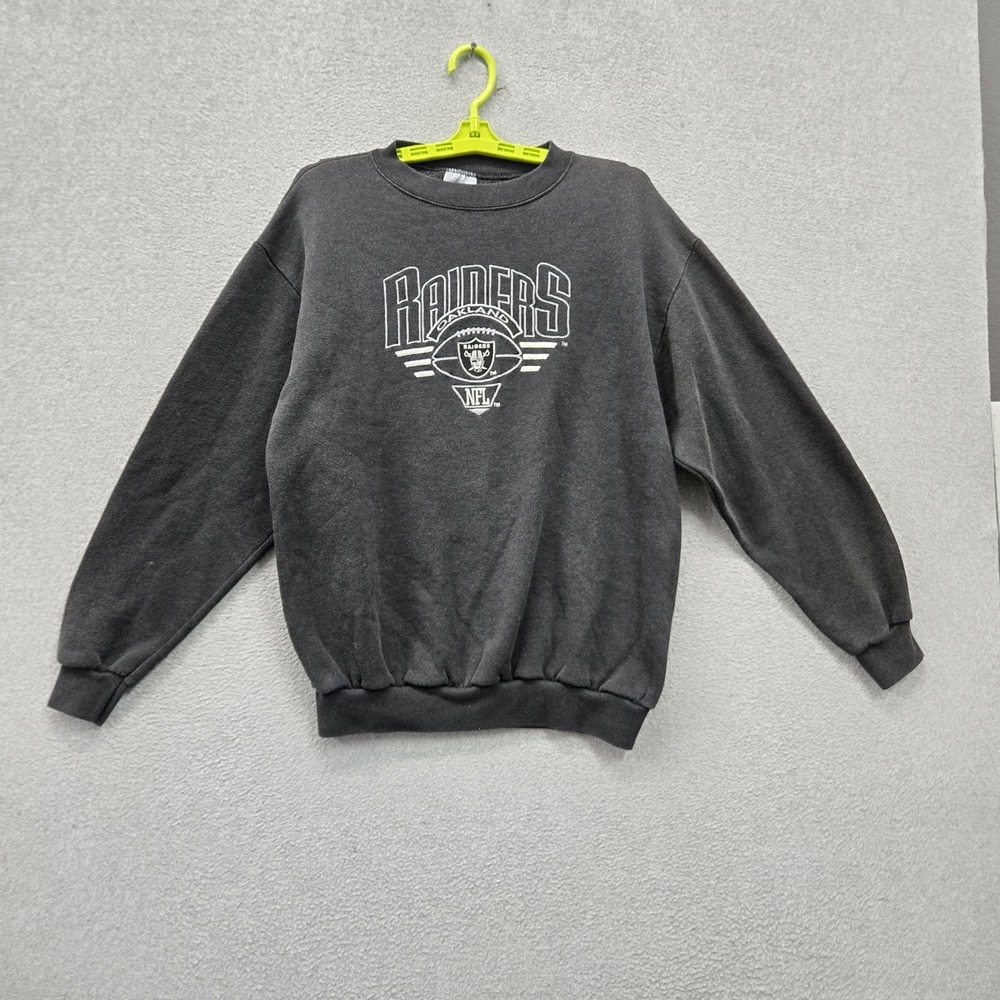 VINTAGE Oakland Raiders Men Sweatshirt M Gray Embroidered Logo 7 Graphic 90s USA